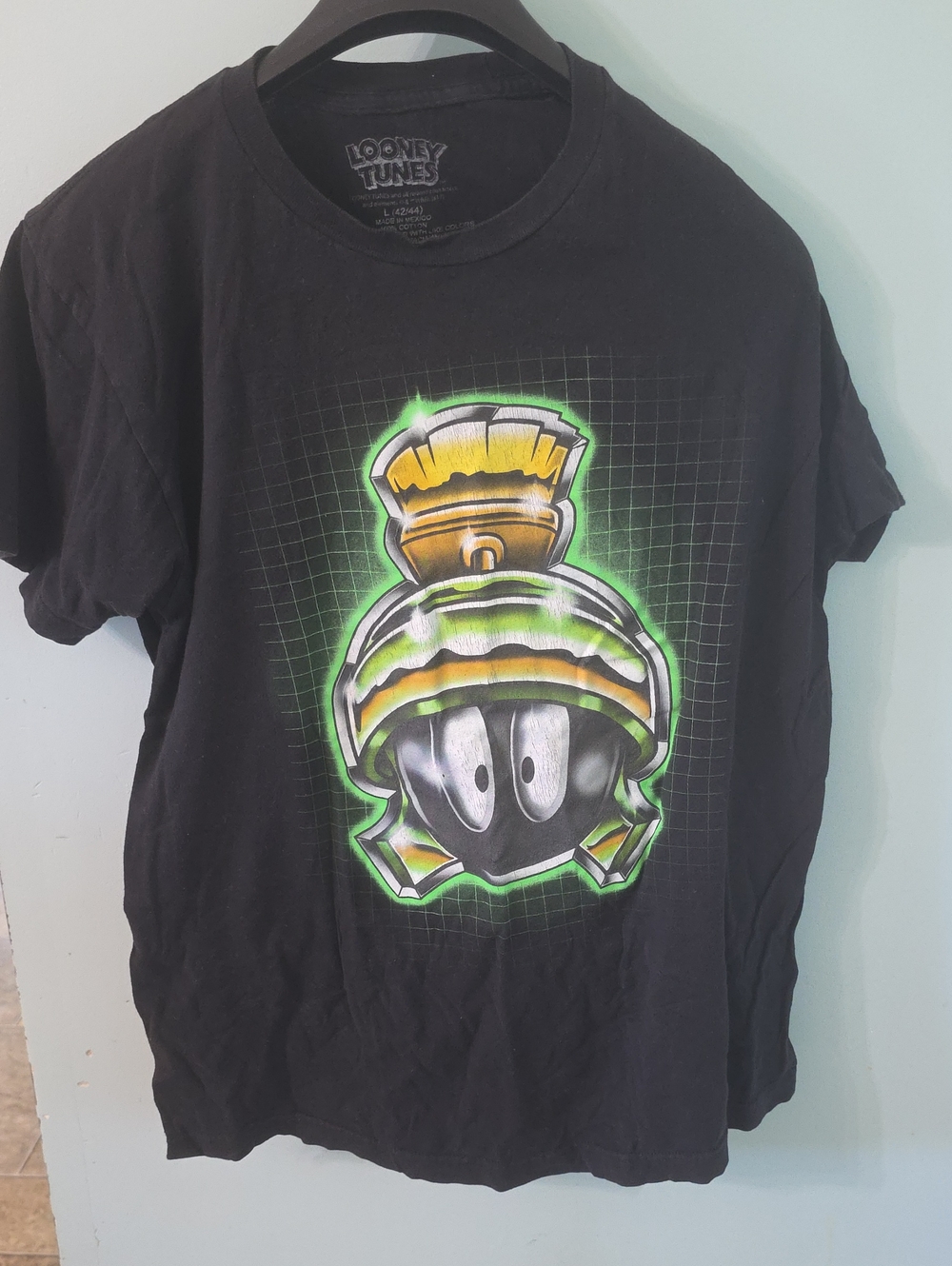Warner Bros. Black Marvin the Martian Neon Graphic Tee